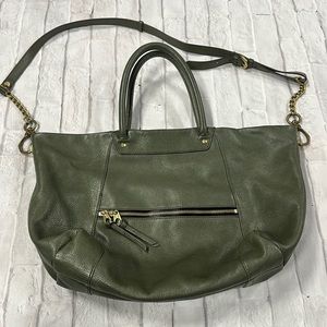 DR YANY Olive leather tote with crossbody strap